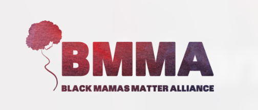 BMMA Black Mamas Matter Alliance logo with a silhouette of a woman on the right